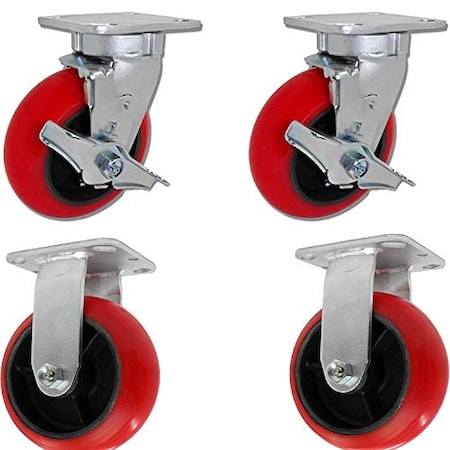 Casterhq Caster Barn, 6"x2" Tool Box Caster KIT, RED Polyurethane, PK4 CB-9TBRP62